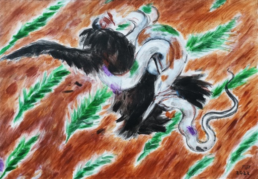 《龙和凤1#》55X79cm 布面油画 2022 